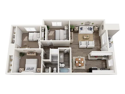 Floor plan Three Bedroom Two Bathroom