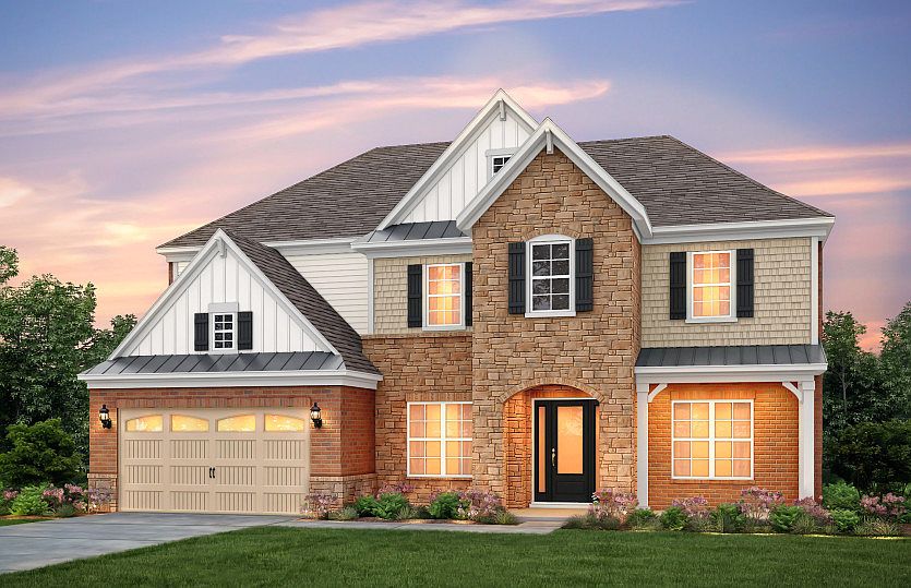 Townsend Exterior 8 features stone, brick, shakes and covered front porch