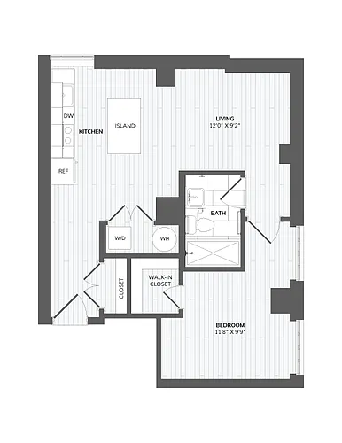 Floor plan 1 Bed 1 Bath-C4b