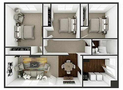 Floor plan Three Bedroom One Bath