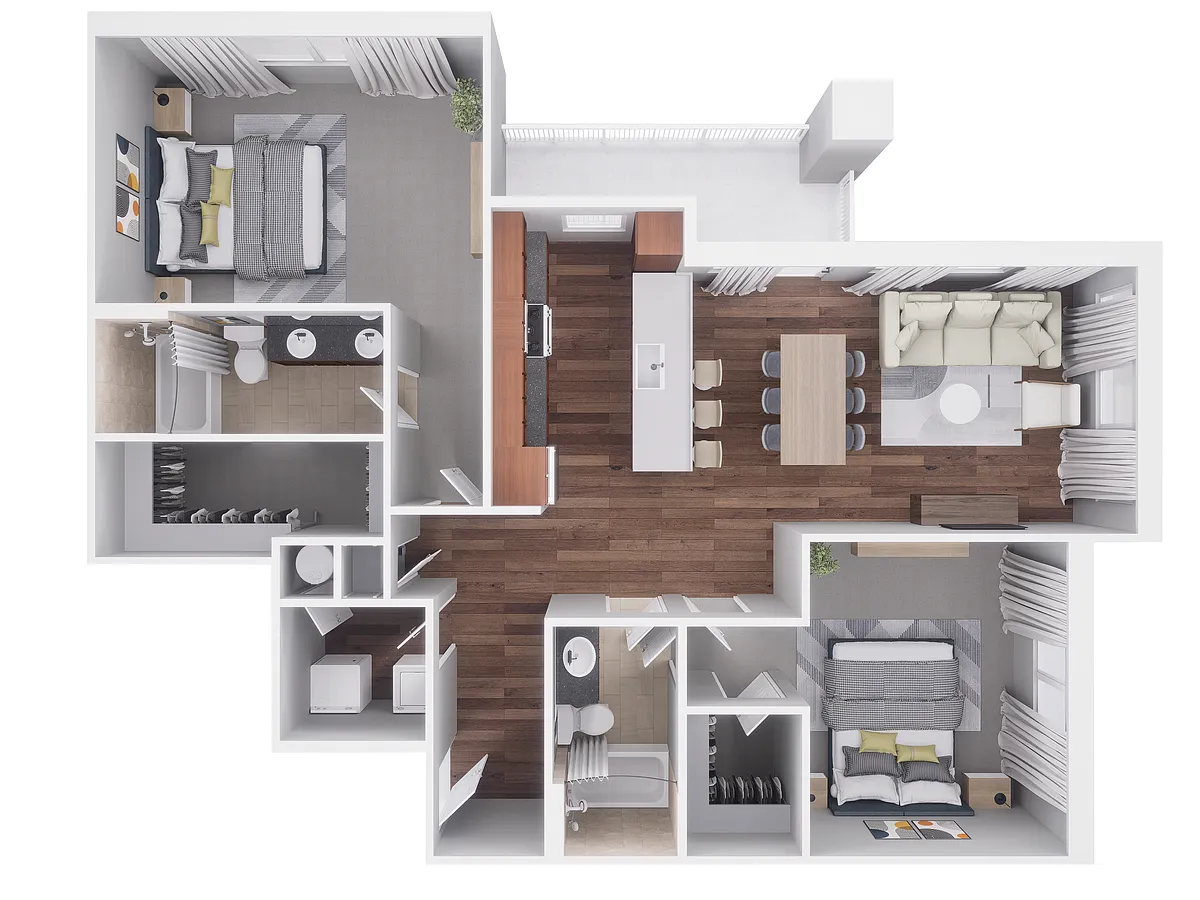 Floor plan 2x2 1275 sqft