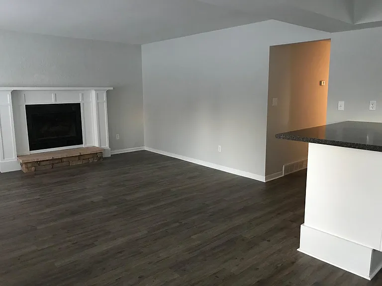 Open concept kitchen and living room.