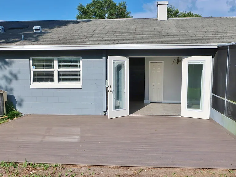 Outside view of deck towards rear of house