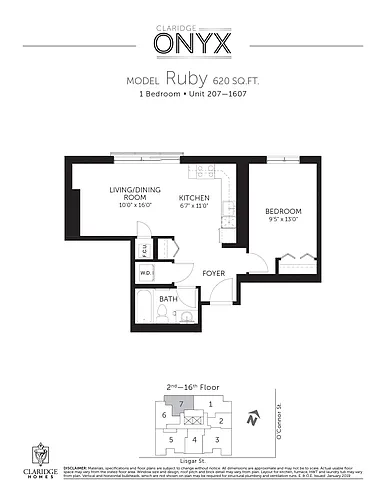 Floor plan Ruby; 1 beds, 1 baths