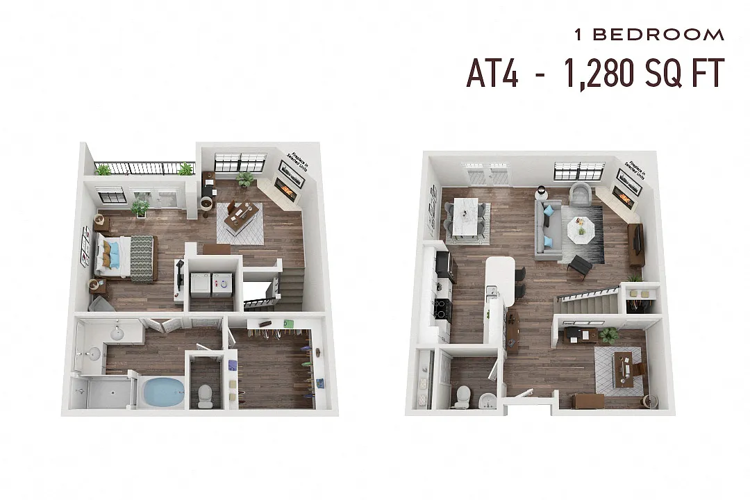 Floor plan One Bedroom Townhome At4p Renovated