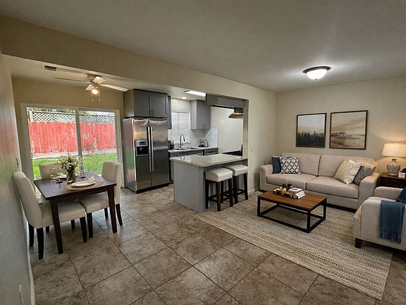 Virtually Staged. Kitchen and living area