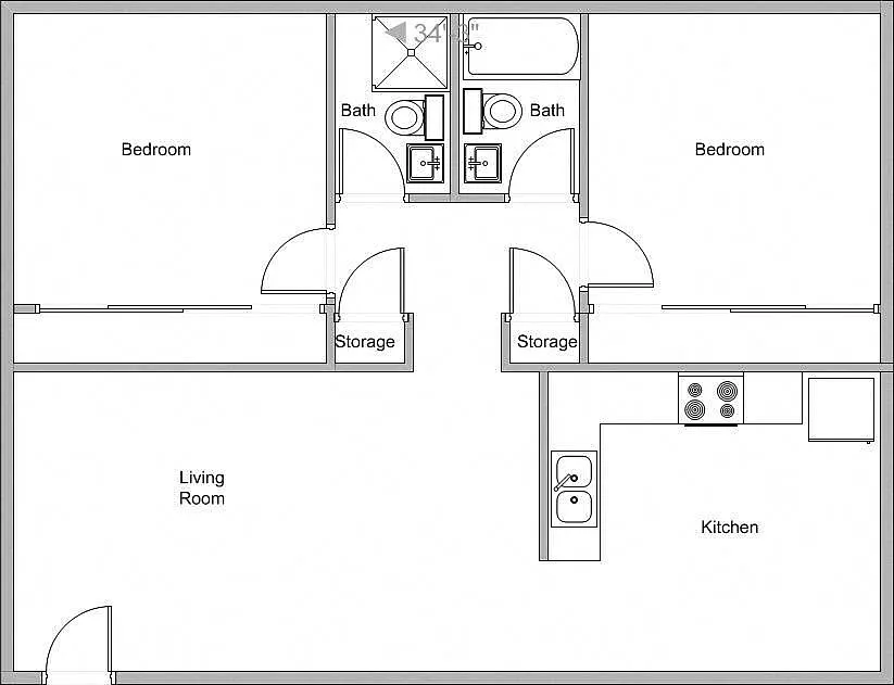 Floor plan 2 Bed 2 Bath