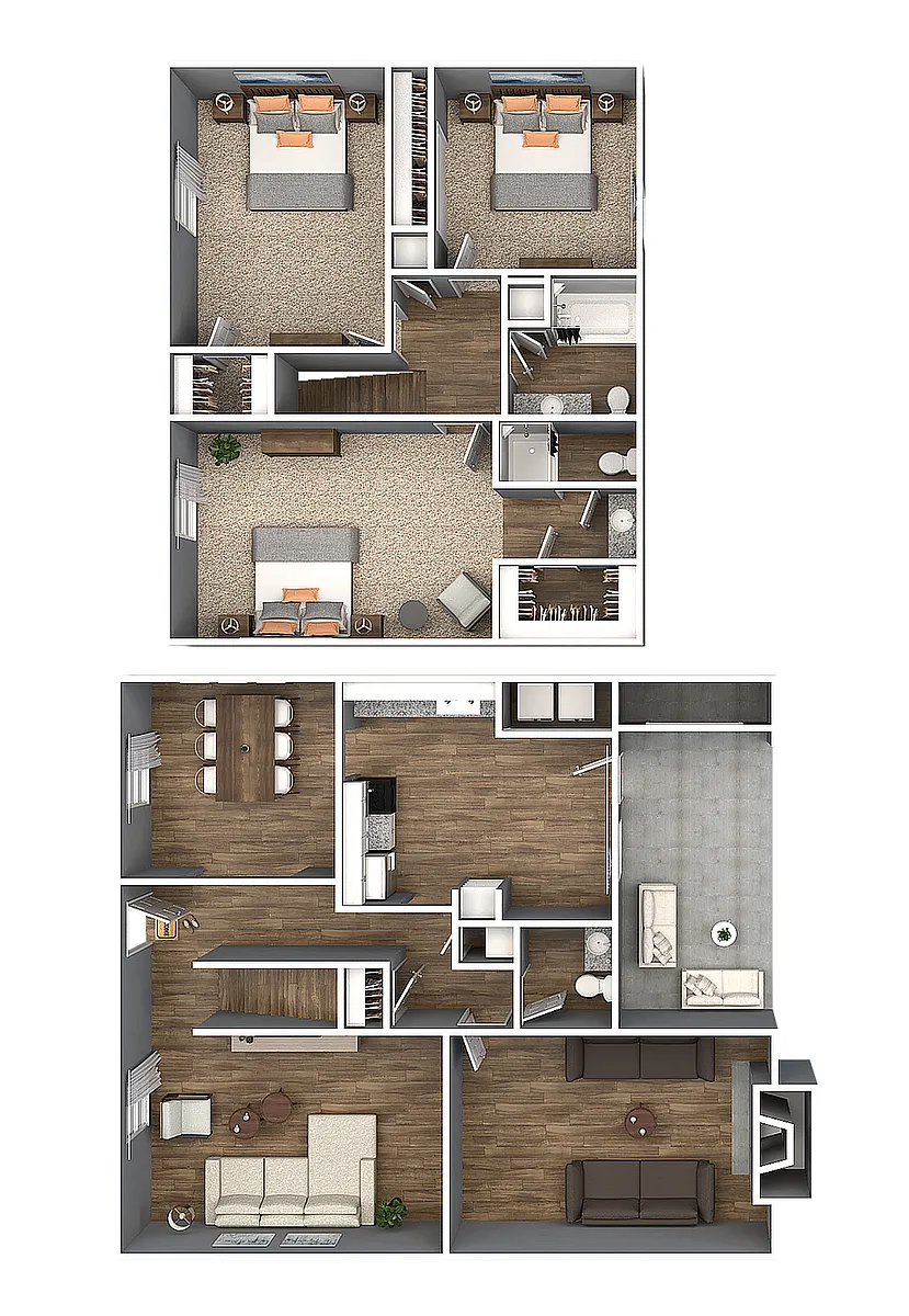 Floor plan 3 Bedroom 2.5 Bath Townhome
