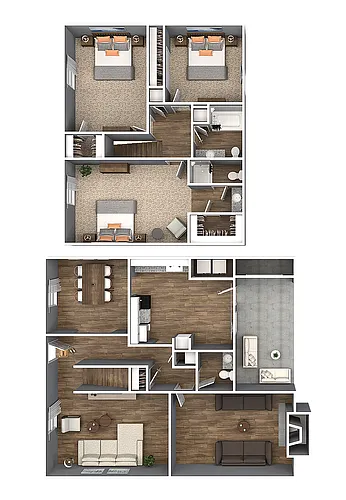 Floor plan 3 Bedroom 2.5 Bath Townhome