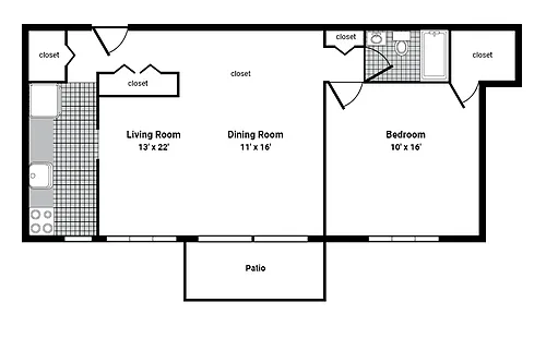 Floor plan 1 Bedroom 1 Bath