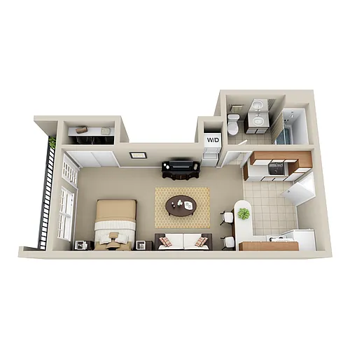Floor plan Studio w/Balcony - Classic