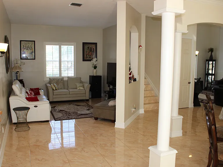 Middle of the house and Big dining table/ area on the right