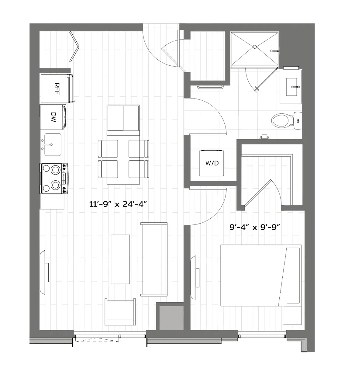 Floor plan 1 Bed/1 Bath-B-A10