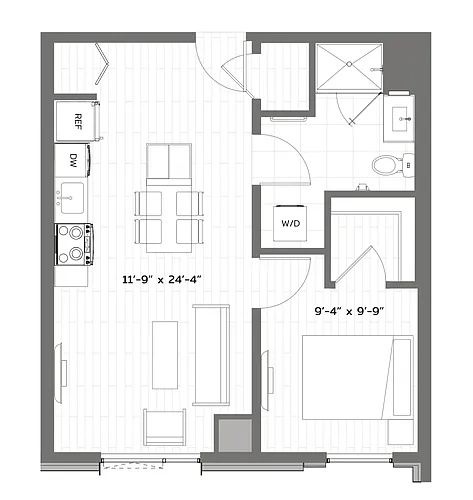 Floor plan 1 Bed/1 Bath-B-A10
