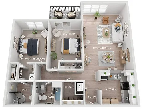 Floor plan Evergreen (Ch) 2 Bedroom Apartment