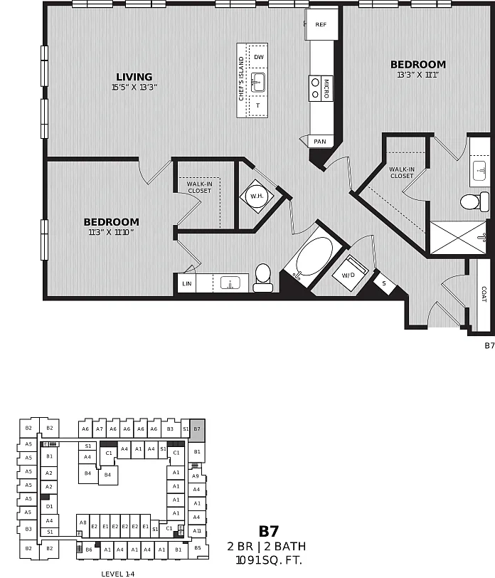 Floor plan 2 Bed/2 Bath-B7 Tulip