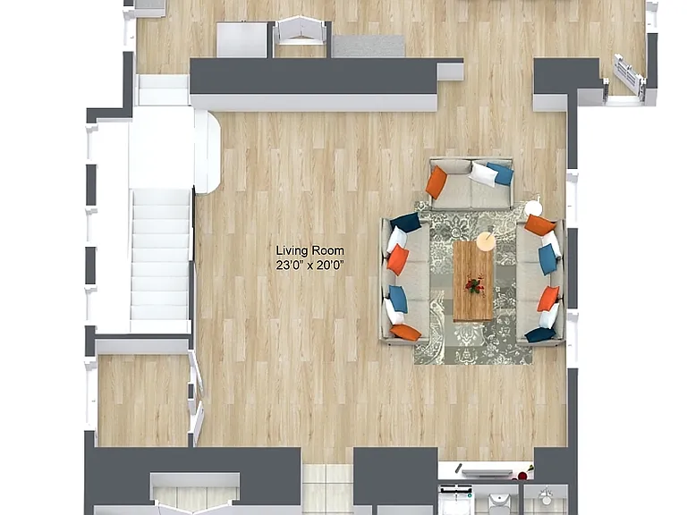 Main Level Floor Plan. Dimensions approximate.
