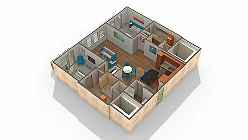 Floor plan 2 BR x 2 BA - J