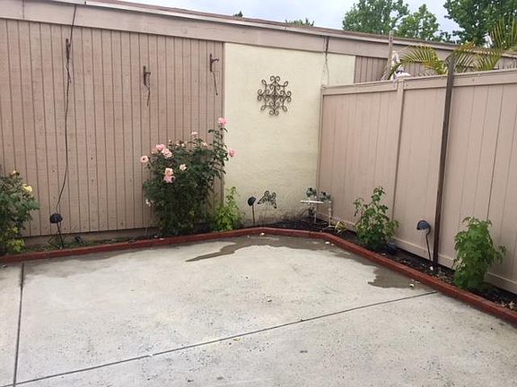 Private patio with access to two-car garage