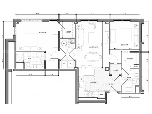 Floor plan 2BR-H-Level-1