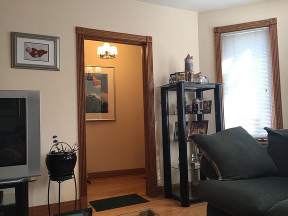 Front entryway with all new Oak trim around doorways and windows.