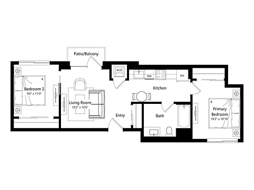 Floor plan L2F.1 - 2 Bed 2 Bath