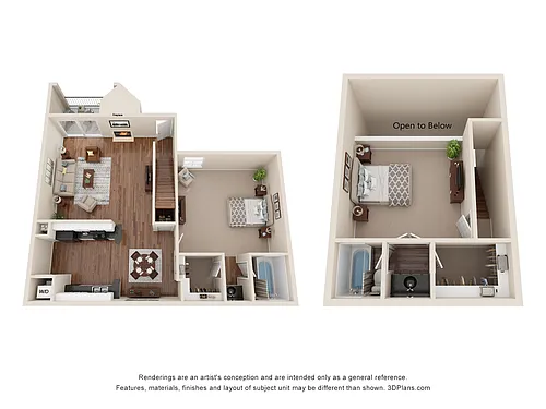 Floor plan 2 Bed 2 Bath Townhome Luxury Renovated 1061 sq ft