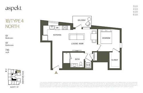 Floor plan 1B TYPE 4 NORTH
