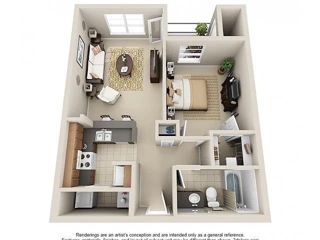 Floor plan One Bedroom A1