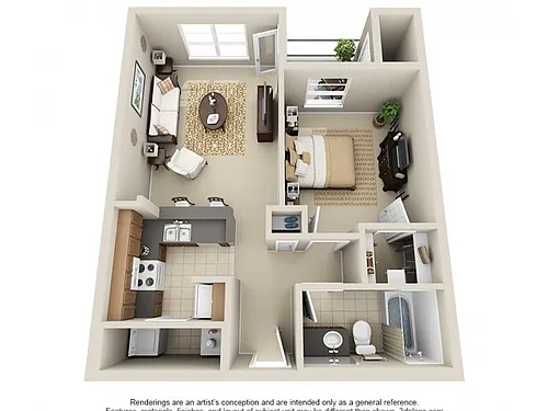 Floor plan One Bedroom A1