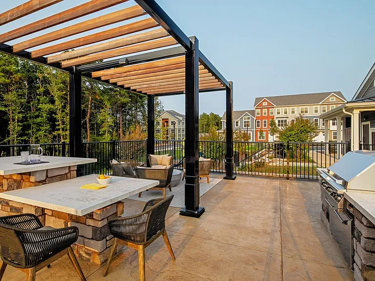 Grilling stations and dining areas