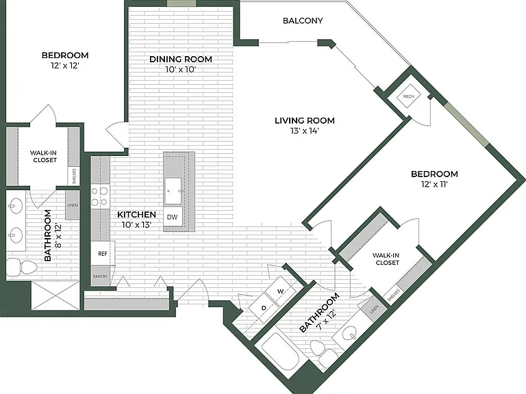 Floor Plan E1 | The Woodlands Apartments | Apartments in Menomonee Falls, WI Floor Plan E1 | The Woodlands Apartments | Apartments in Menomonee Falls, WI