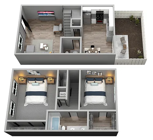 Floor plan 2 Bedroom 1.5 Bathroom