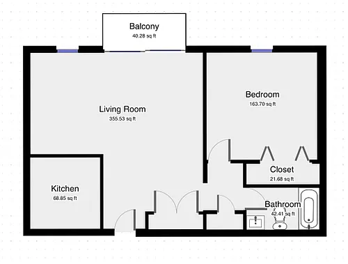 Floor plan One Bed One Bath