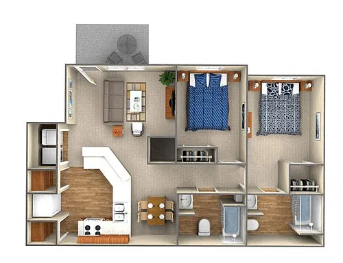 Floor plan 2 Bedroom 2 Bath