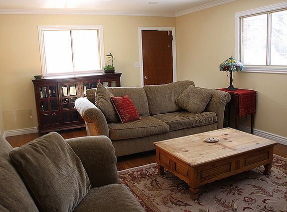 TV room with access to back yard