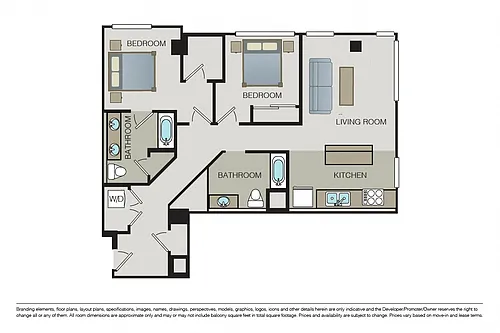 Floor plan Two Bed Two Bath C5