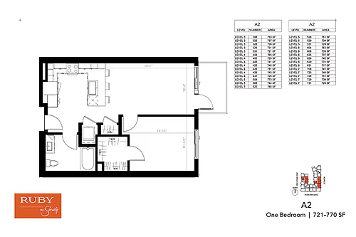 Floor plan One Bedroom A2