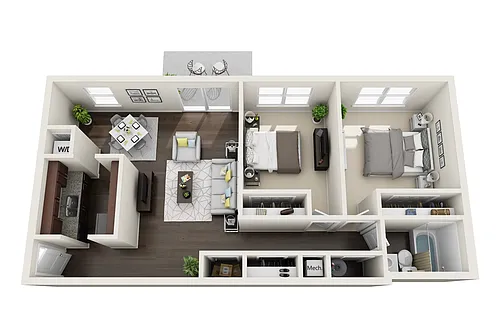 Floor plan 2 Bed 1 Bath 824