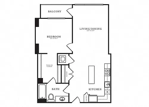 Floor plan 1 Bed/1 Bath-B8A