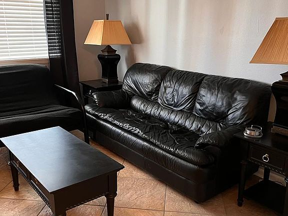 Leather couch/coffee table/end tables