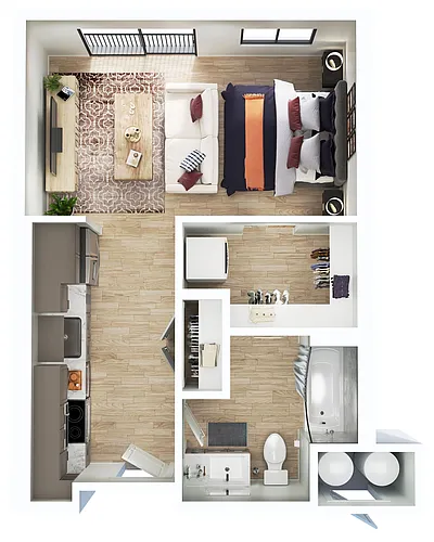 Floor plan Jackalope- 0BR/1BA