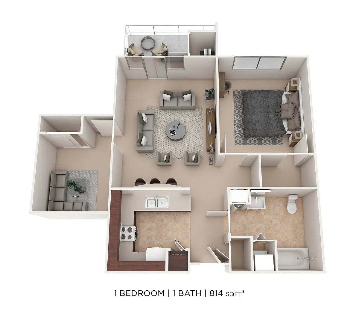 Floor plan Two Bedroom- 814 sqft