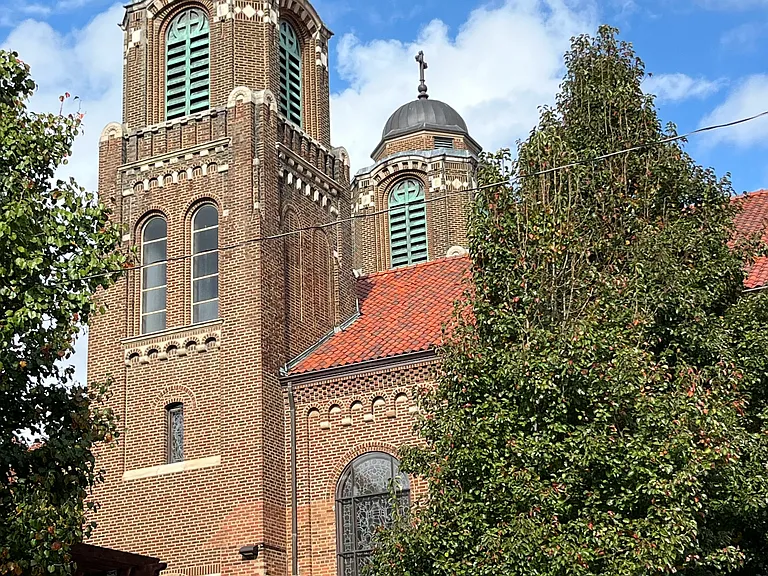 Across the street from historic church