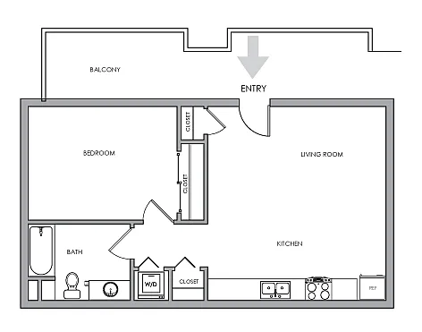 Floor plan 1X1 B - 1X1 B
