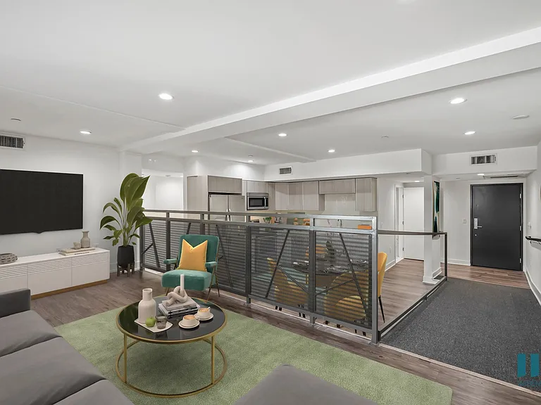 Open-Concept Living Room, Dining, and Kitchen - Two-Bedroom Two-Bathroom - Unit 108