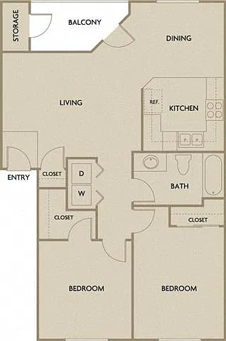 Floor plan Two Bedroom B1A
