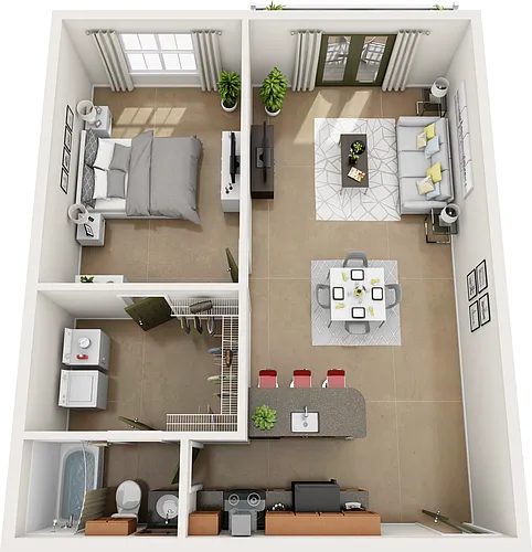 Floor plan Magnolia (One Bed, One Bath)