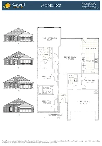 Floor plan 4 Bedrooms and 2 bathrooms
