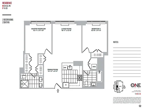 Floor plan 2 Bedroom / 2 Bathroom